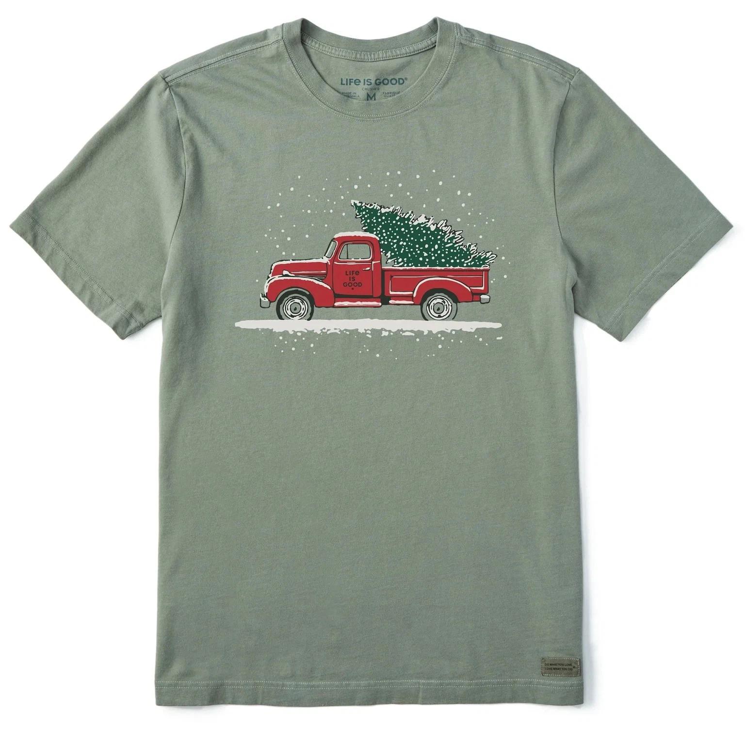 

Life is Good. Men s Old Christmas Tree Short Sleeve Crusher Tee, Moss Green M