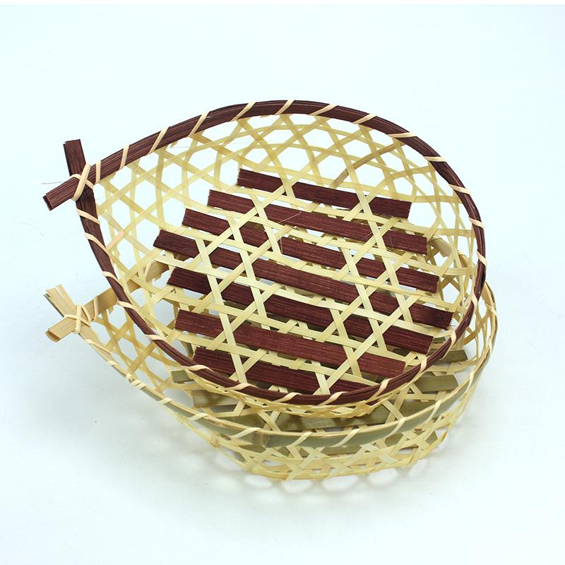 Handwoven Bamboo Dustpan Basket, Farmhouse Fruit Tray for Hotel Kitchen, Rustic Steamed Bun Holder Decor