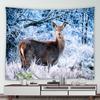 Winter Cedar Wild Elk Animal Print Pattern Home Dormitory Study Room Living Room Wall Decor Background Cloth Tapestry