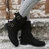 Autumn And Winter Large Slope Heel Women'S Boots Solid Color Folded Slope Heel Buckle Short Style 35-43