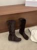Inner heightening tube stacking boots women's autumn and winter new suede splicing knight boots