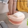 Thickened Portable Foldable Foot Bath Tub with Lid Space Saving Silicone Massage Basin for Home Use