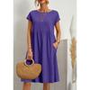 Women's Round Neck Sleeveless A-Line Mid Waist Elegant Midi Dress Summer Cotton Linen Splicing Dress