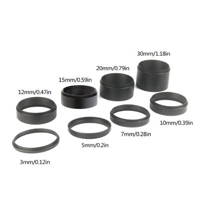 T2 Verlängerungsrohr-Set 3/5/7/10/12/15/20/30MM M48x0.75 für Astronomie Monokular-Teleskop für Kamera auf beiden Seiten Schwarz