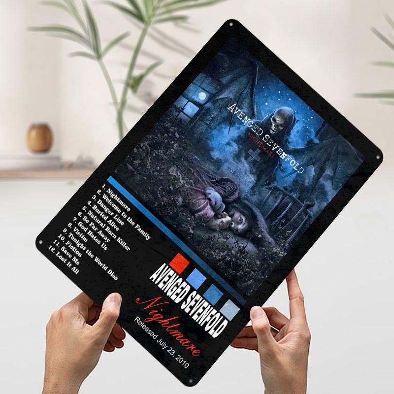 

Avenged Sevenfold Nightmare Album Cover Printed Poster Customized Wall Art Retro Vintage Metal Tin Signs for Decoration Gaming 20x30cm（7.8x11.8inch）
