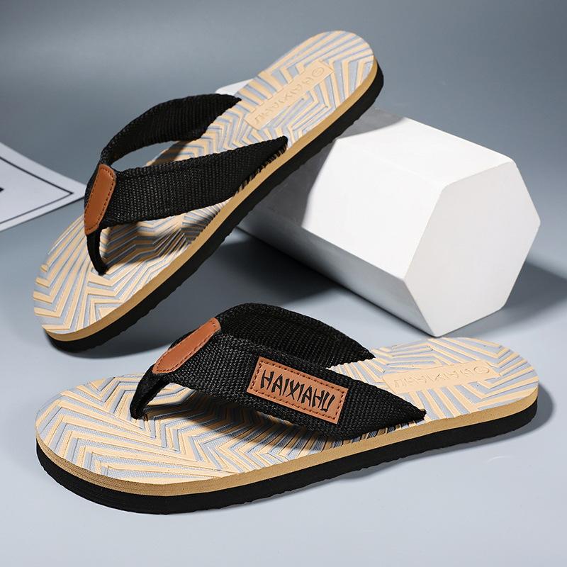 2025 spring new non-slip wear-resistant breathable fashion webbing flip-flops men's shoes color matching shoes