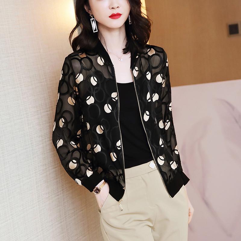 Women's Long Sleeve Chiffon Zipper Jacket - Loose, Lightweight Cardigan for Spring and Autumn 2025, Ideal for Summer Sun Protection.