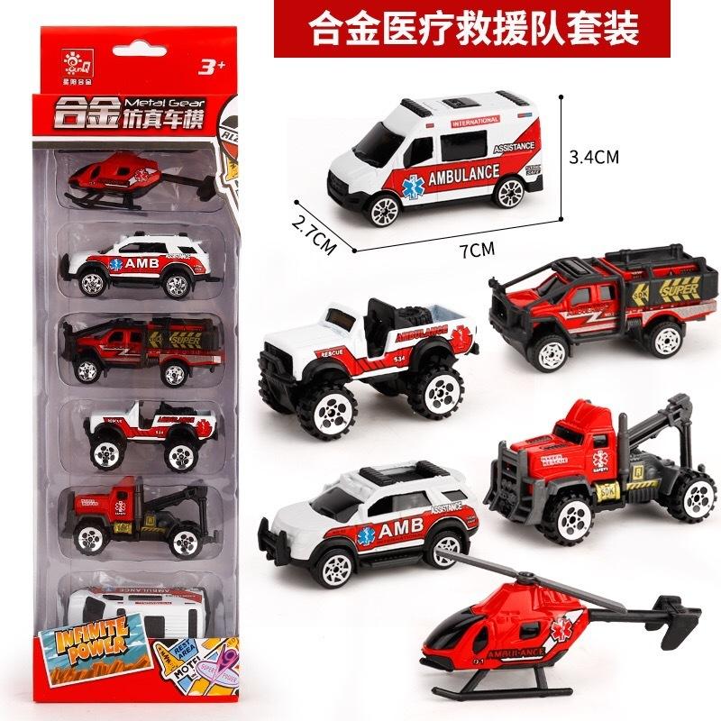 

6 шт./компл., детская модель автомобиля, образовательная раздвижная игрушка для мальчика, инженерная модель из сплава ambulance