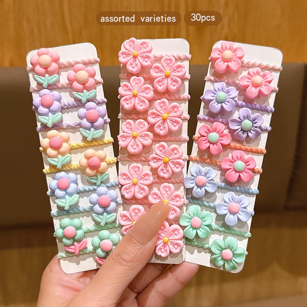 30 cute flower shaped rubber band hair accessories suitable for daily use