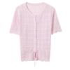 Women's Hollow-out Short Sleeve Round Neck Knit Top