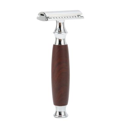 Double Edge Safety Razor Men Home Salon Portable Zinc Alloy Wooden Handle Manual Shaver (Without Blade)