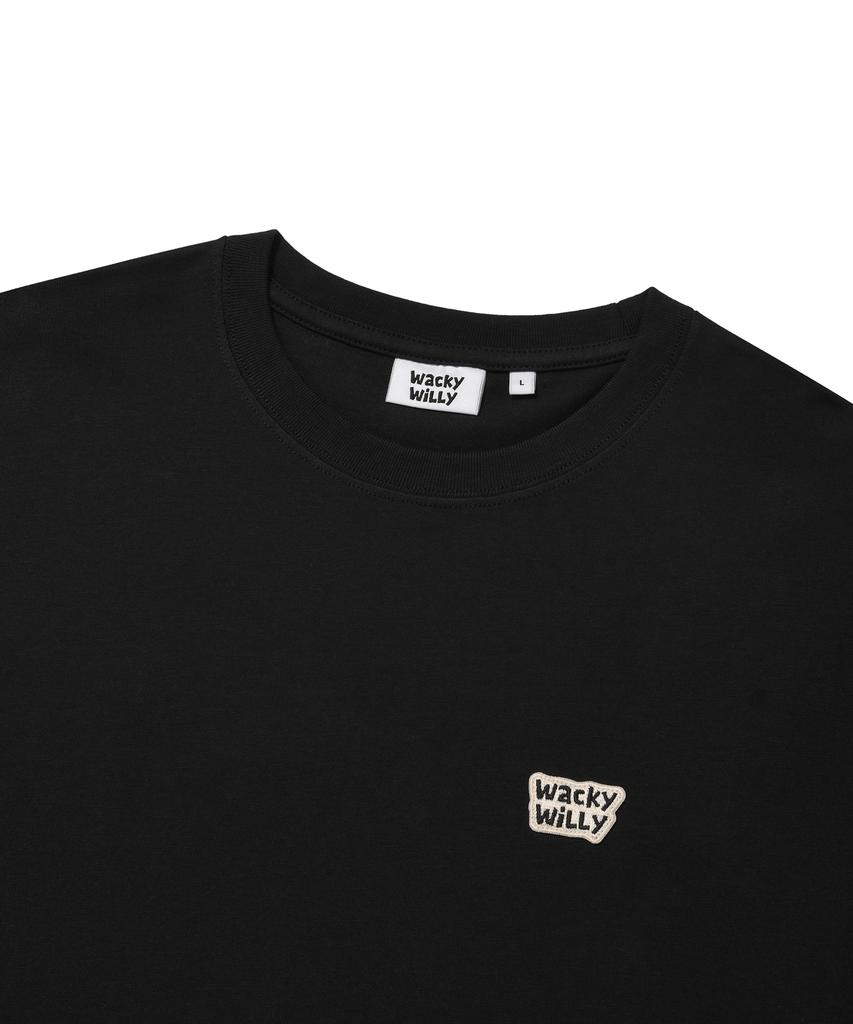 WACKY WILLY Small Typo Short Sleeve T-Shirt Black