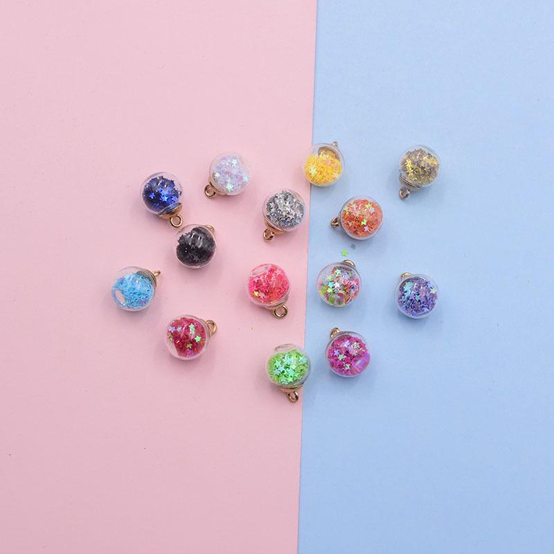 AB Color Star Glass Ball Earrings & Keychain Charms - DIY Jewelry Accessories