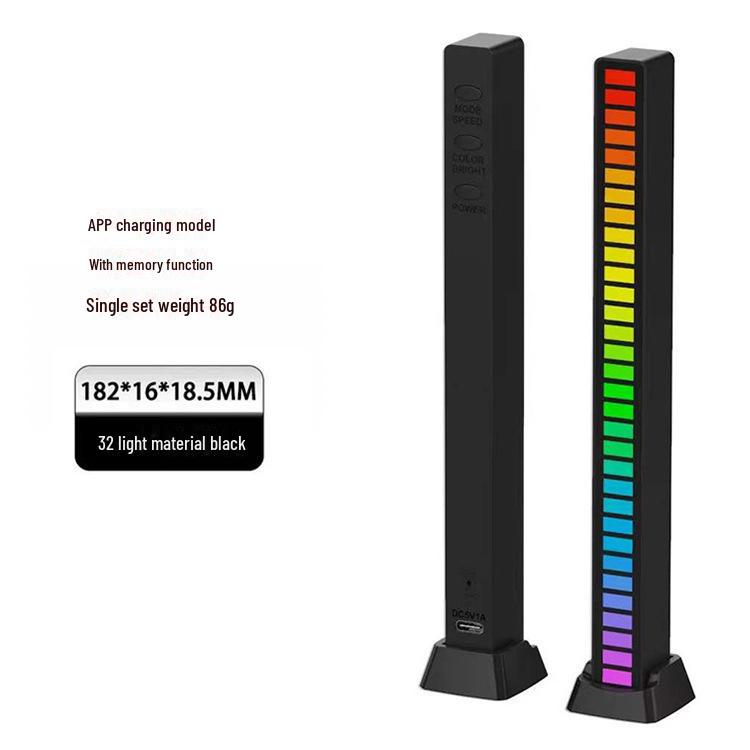 Bluetooth Voice-Controlled RGB Sensor LED Light Bar - Music Rhythm & Atmosphere Light for Desktop or Car.