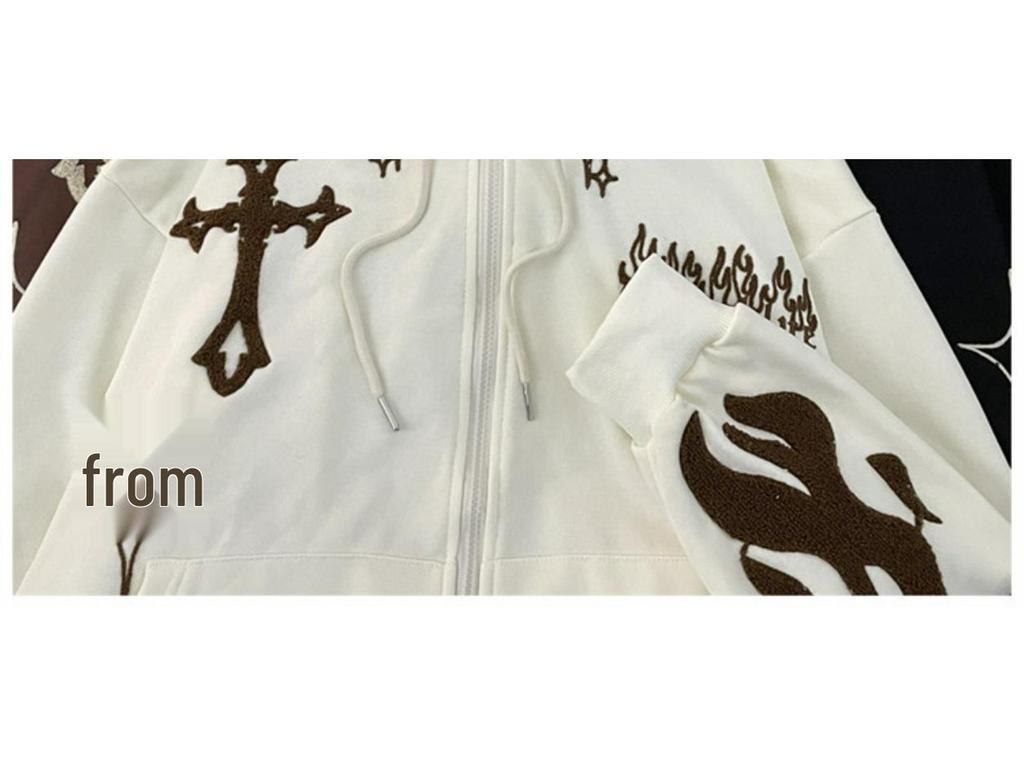 Men's Hooded Cardigan: Trendy American High Street Oversized Embroidered Sportswear for Spring and Autumn Couples.