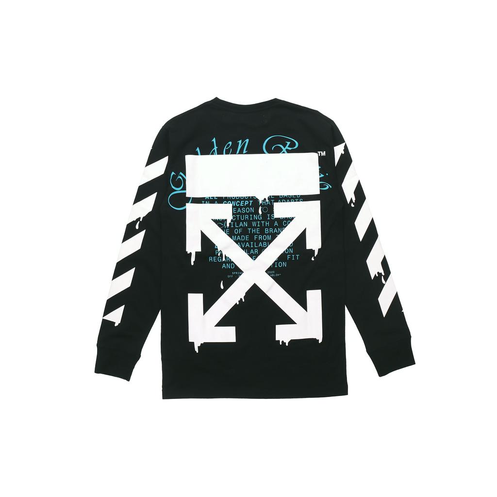 Off-White Ss20 Dripping Arrows Logo Long Sleeve T-Shirt Men Tops Black OMAB001R201850051001