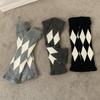 Argyle Pattern Wool Knitted Turn Cuffs Leg Warmers for Women and Students Cold Weather Foot Covers Footless Calf Socks