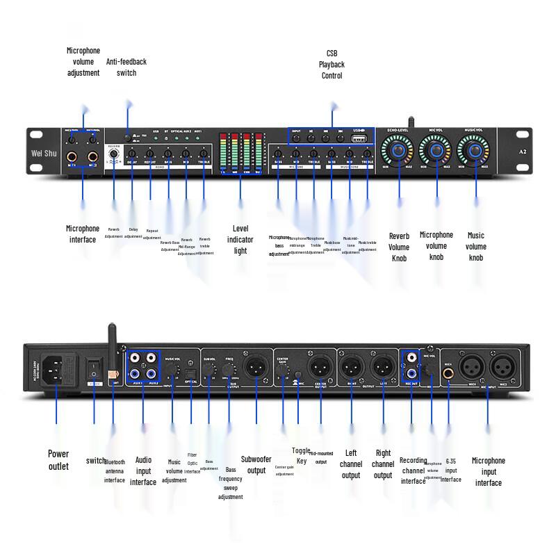 VeShu CA-1200A Professional Feedback Suppressor Pre-amp (CN version)