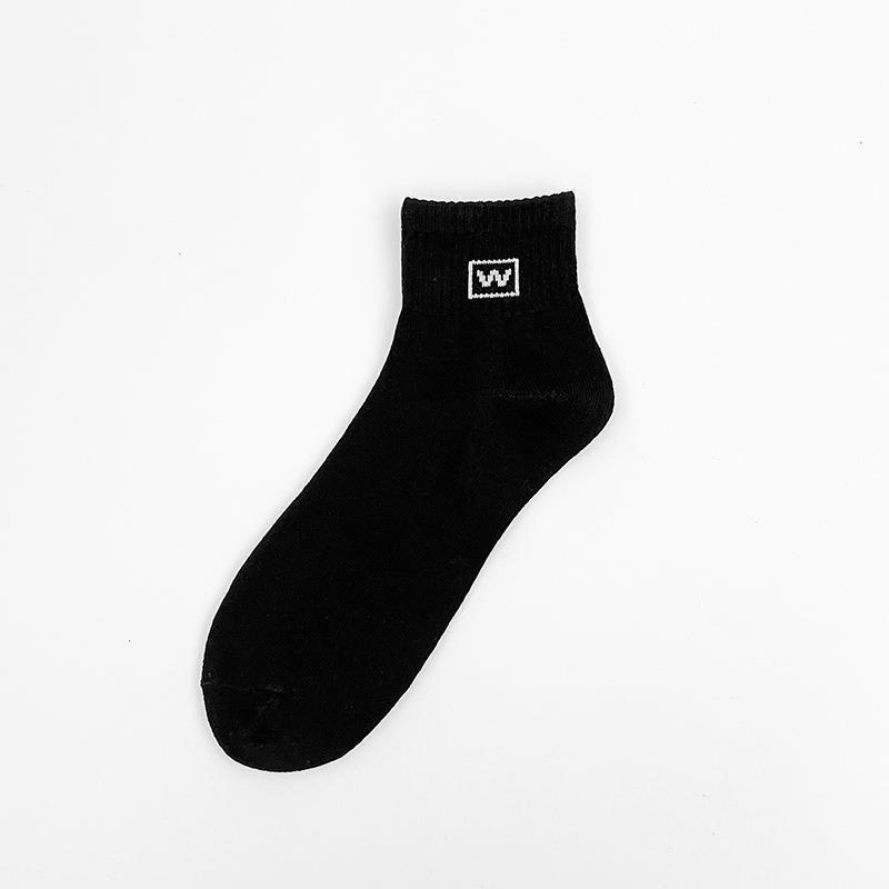 

Men s Spring and Summer Leisure Simple Solid Color Letter Sports Flat Tube Socks 1 pair чорний