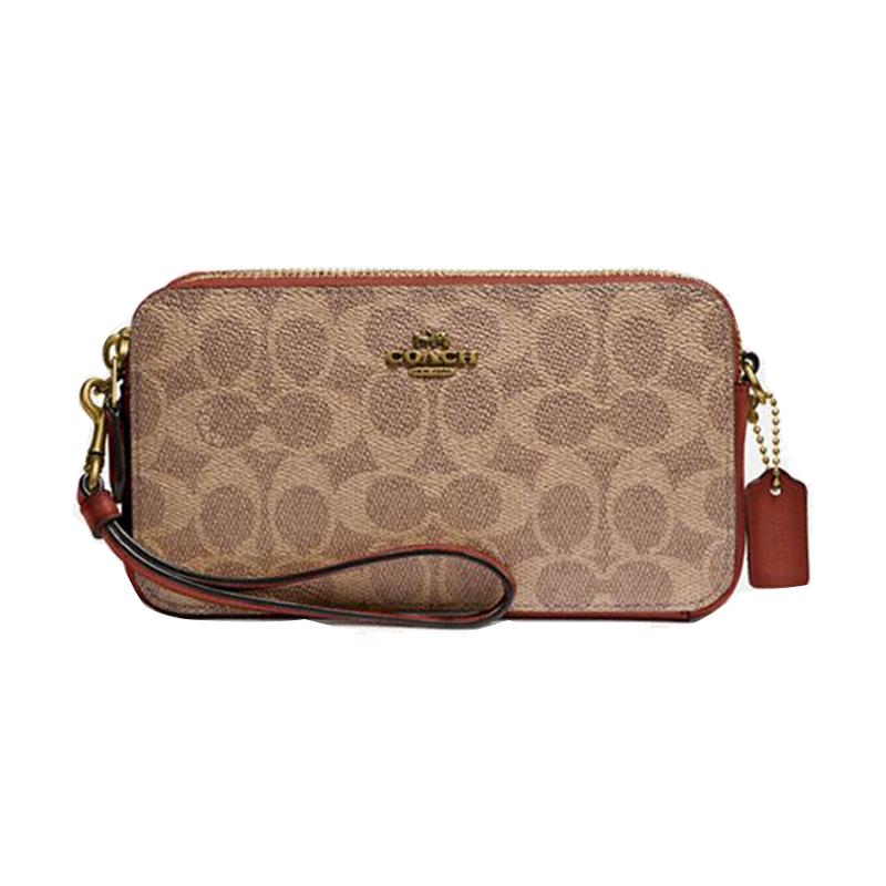 COACH Kira 19 presbyopic zipper closure leather shoulder crossbody bag women s style коричневый