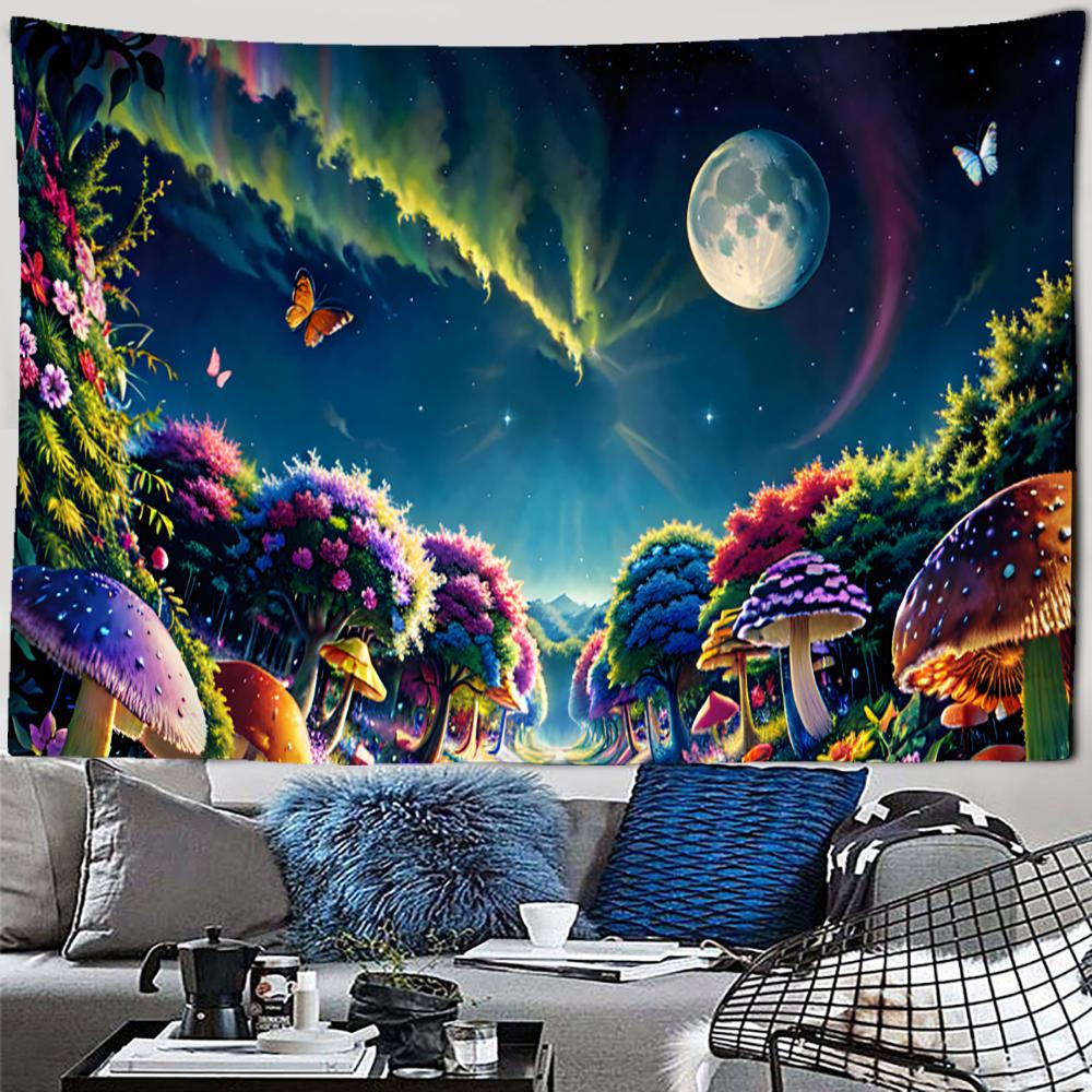 Psychedelic Butterfly Forest Tapestry Wall Hanging Abstract Mushroom Minimalist Witchcraft Hippie Dormitory Home Decor