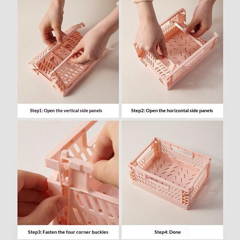1Pcs Mini Foldable Storage Basket, Home Desktop Clutter Organizer Box, Portable Multi-Functional Solid Color Storage Basket