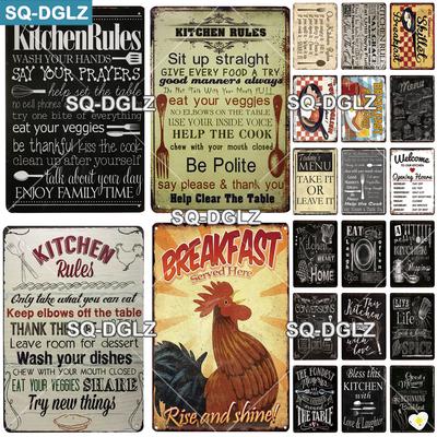 Delicate Cooking Signs Metal Plate Wall Decor Restaurant Cafe Kitchen Art Wall Decoration Accessories Retro Coffee Metal Poster