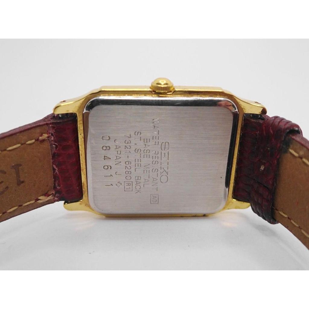 Used Working 1990 SEIKO 7321-6280 Ladies Watch Y495 Seiko Gold Dial