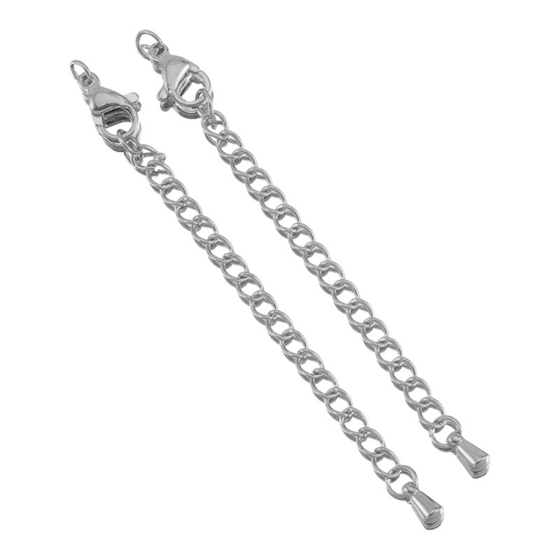 Pack of 10pcs Stainless Steel Adjustable Lobster Clasp Extension Chain for Jewelry Making and Bracelet Extender