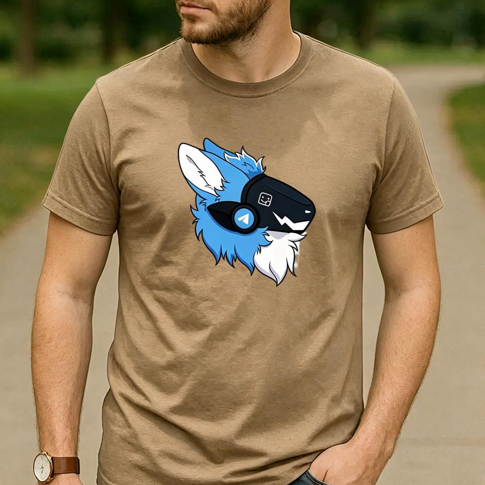 Bright Blue Fluff Protogen Arrow Ear Graphic T Shirt Unisex Crew Neck Short Sleeve Fandom Fan Holiday Gift Top