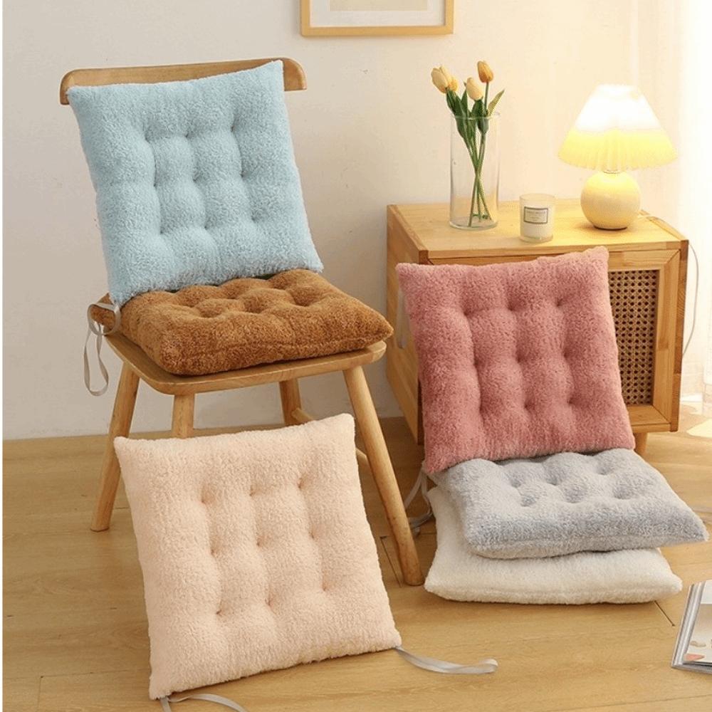 Solid Color Plush Seat Cushion Thickened Dining Chair Cushion Chair Seat Cushion Home Office Use