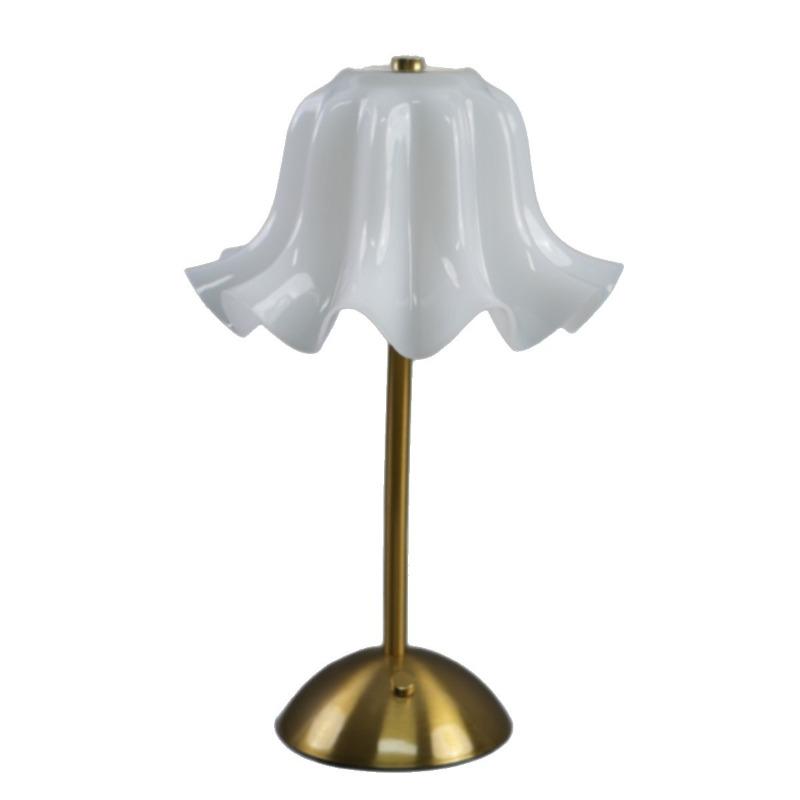 Modern Minimalist Flower Shape Table Lamp USB Rechargeable 3 Color Dimmable LED Night Light for Bedroom Bedside Home Decor