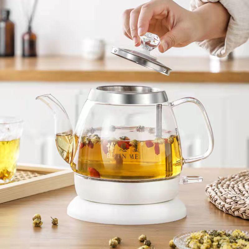 Transparenter elektrischer Wasserkocher mit großem Fassungsvermögen, automatischer Abschaltung und langem Ausguss zum Teekochen