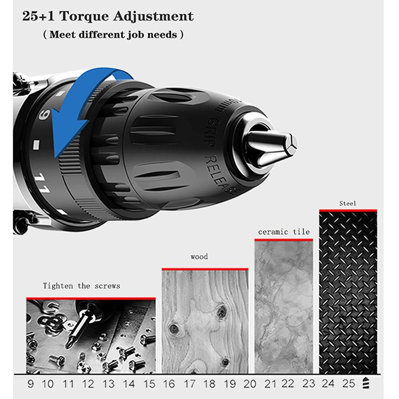 Cordless Drill Set Electric Screwdriver Mini Wireless Power Driver W/ Battery Charger Variable Speed DIY Power Tools