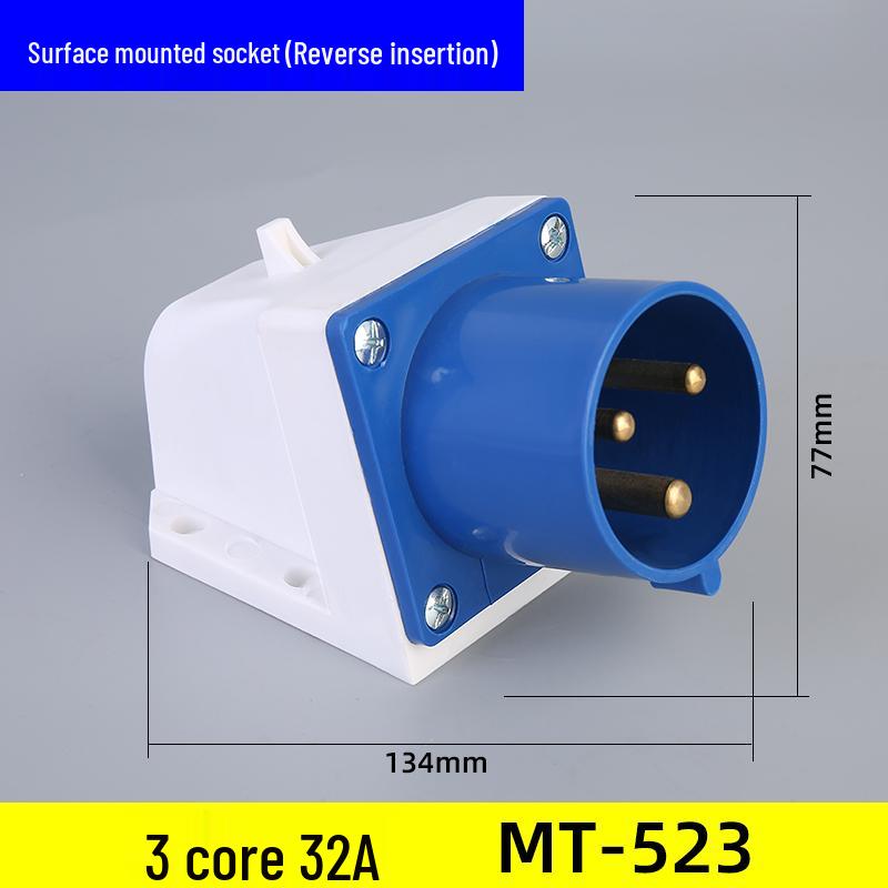 Waterproof Industrial Aviation Plug Socket: 16/32A Three-Phase Connector, 3-5 Pin, Recessed/Surface Mount Options