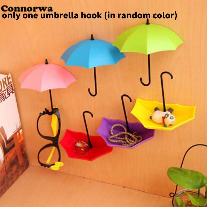 Plastic Creative Umbrella Hook Set With Strong Adhesive No Trace Wall Mount For Kitchen Bathroom Decor