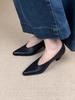 New Shallow Retro Commuting Temperament High Heels Women's One-pedal Simple Shallow Grandma Shoes Black Single Shoes