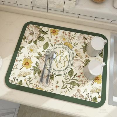 Tapete de cocina súper absorbente, antideslizante, para vajilla de café, escurreplatos, secado rápido, apto para grifo.