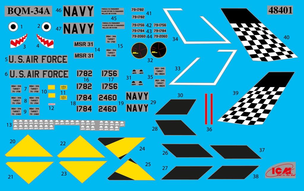 ICM American Target Drone Set of 2 Plastic Model 48399 1/48 (KDA-1/BQM-34A) (Airplane)