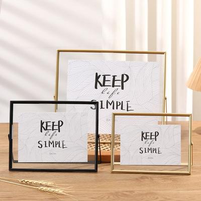 Minimalist Style Metal Photo Frame Rust-proof Free Standing Tabletop Decorative Frame Sturdy Horizontal Floating Picture Frame