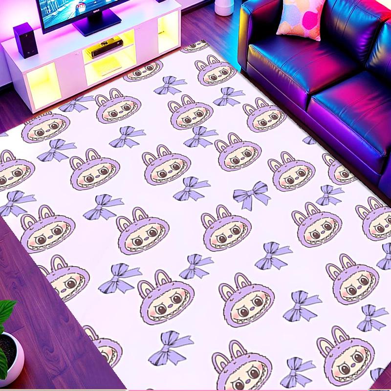 Labubu Print Rug, Washable Floor Carpet, For Entryway Dorm Laundry Room Office Study, Home Decor Birthday Christmas Gift