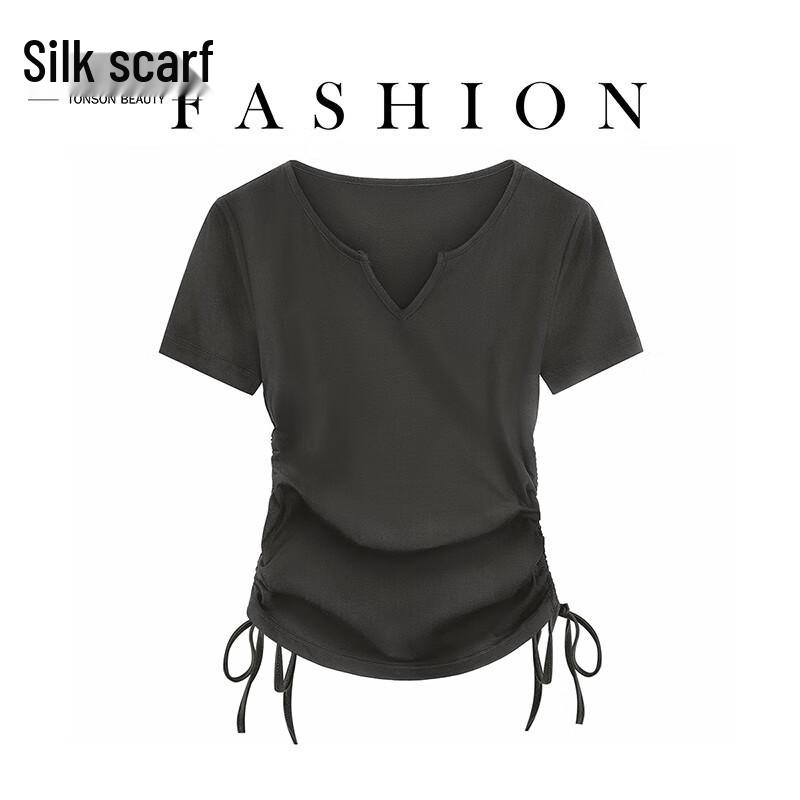 Women s Drawstring Short Sleeve T-Shirt L