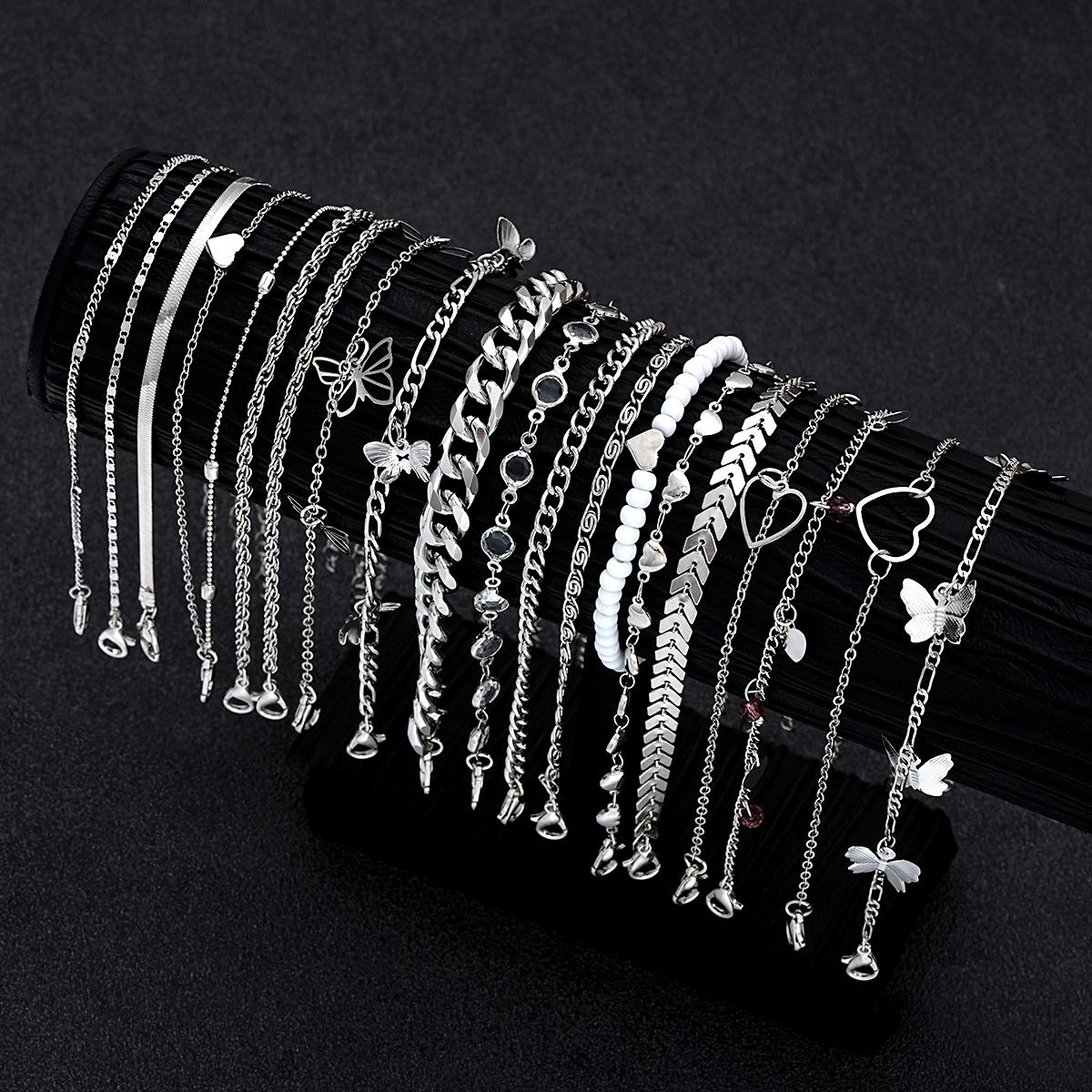 15pcs Bohemian Elegant Gold Color Anklets Set Shell Pearl Butterfly Heart Charms Multi-Layer Fashion Jewelry For Women Summer