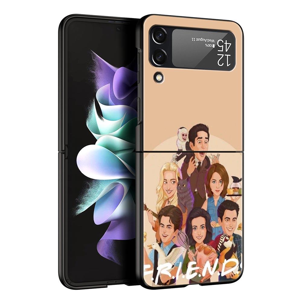 Hard PC Phone Case For Samsung Galaxy Z Flip 7 6 5 4 Black Cover For Galaxy Z Flip 3 Foldable Shockproof Friends TV Fundas Bags