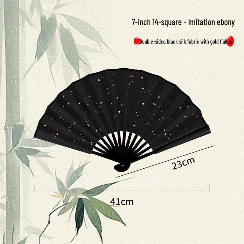 Silk Folding Fan: 8"-10" Waterproof, Tear-resistant, Calligraphy-Ready, Traditional Style