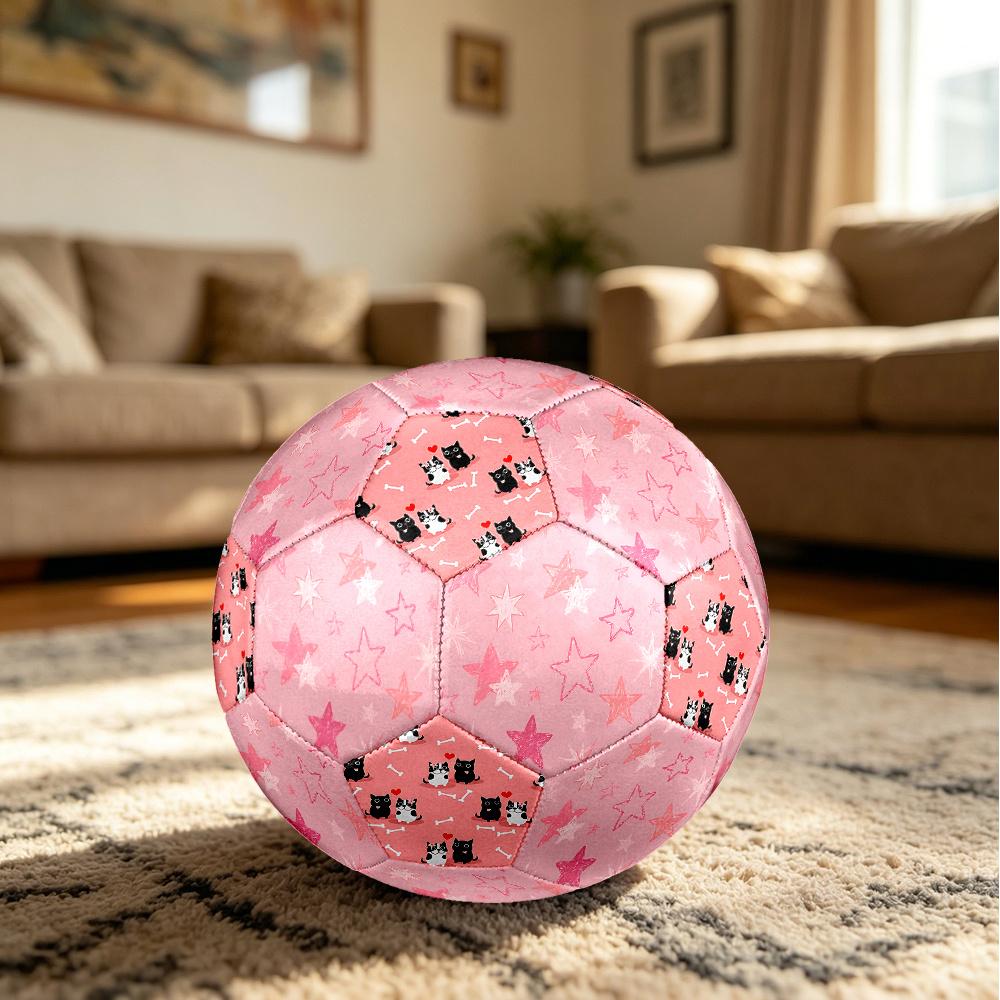 1PZ Sfondo Stellato Rosa Gatti Amano Pallone da Calcio Taglia 5 Calcio Cucito a Macchina Universale per Interni/Esterni Calcio Regalo W25