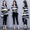 Women's Summer Casual Plus Size Elegant Top and Wide-Leg Pants Two-Piece Set
