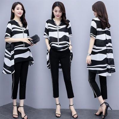 Ensemble Deux Pièces Élégant pour Femme - Été, Décontracté, Grande Taille - Haut et Pantalon Large