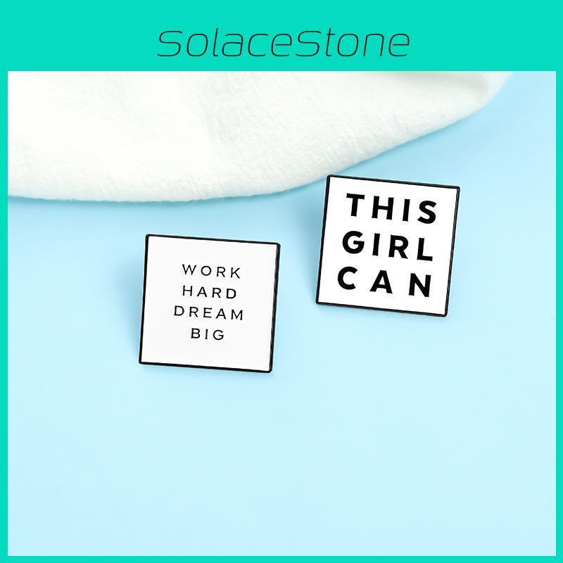Stylish This Girl Can Geometric Brooch Badge Unique Alloy Enamel Pin For Unisex Fashion