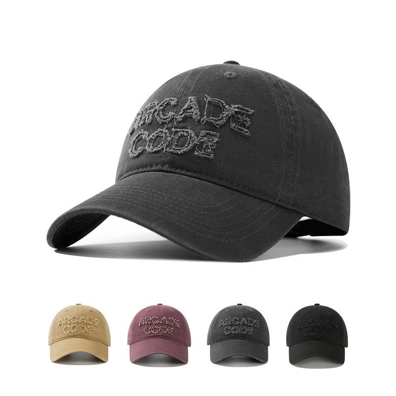 Retro Alphabet Baseball Cap Women's Versatile Purple Hat Big Head Circumference Shading Big Brim Deep Top Cap Men